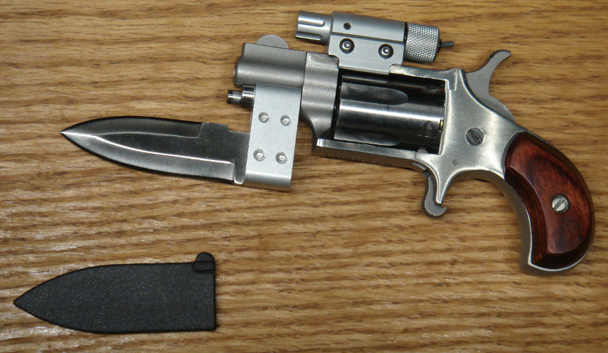 NAA Mini-Revolver with attached laser and bayonet.